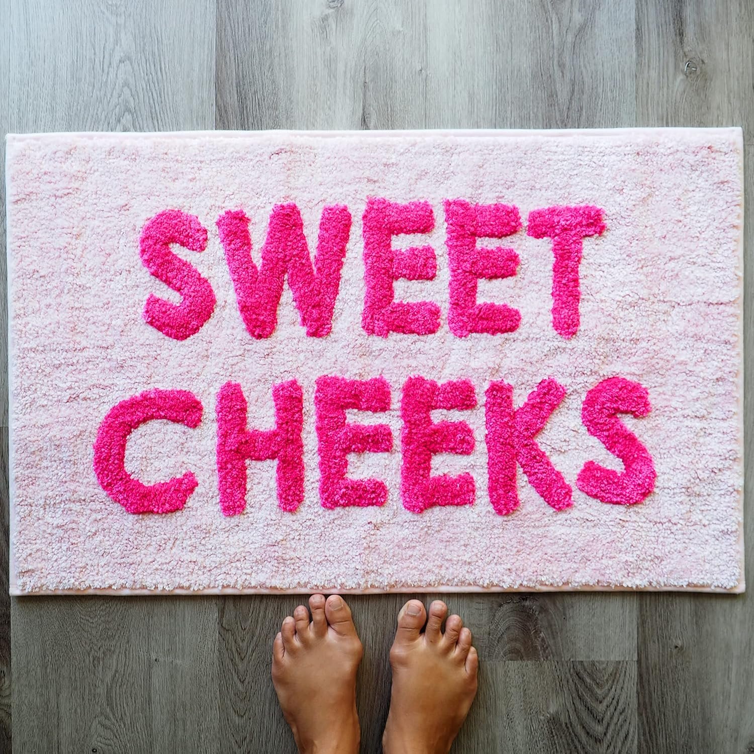 Sweet Cheeks Bath Mat Hot Pink Blush Cute Bathroom Rugs for Girls Hello Gorgeous Peach Coral Beautiful Funny Shower Fun Bathroom Decor Non-Slip Washable Kids Women