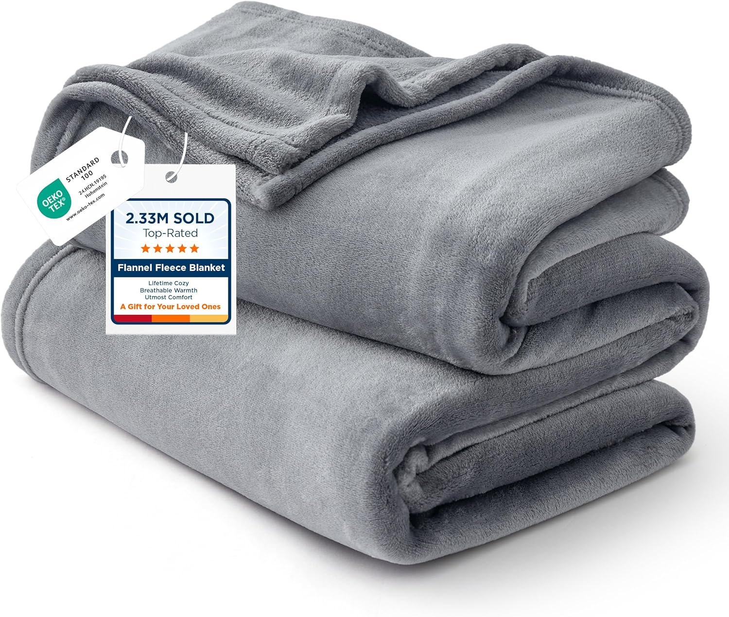 Bedsure GentleSoft Fleece Bed Blankets Queen Size Grey – Soft Warm Fathers Day Blanket for Dad Lightweight Cozy Anti-Static Microfiber, Room Home Decor Gifts for Husband and Men, 90×90 inches
