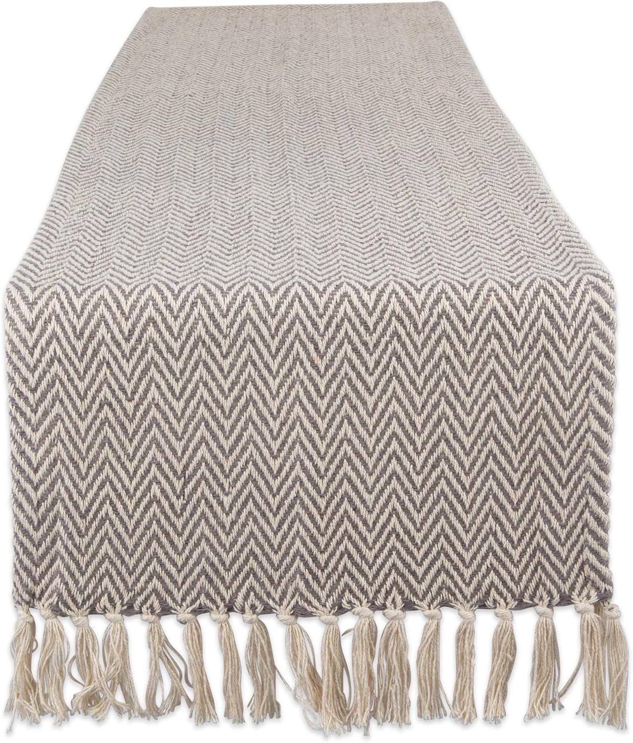DII Woven Basic Tabletop Collection Chevron Table Runner, 15×72, Gray