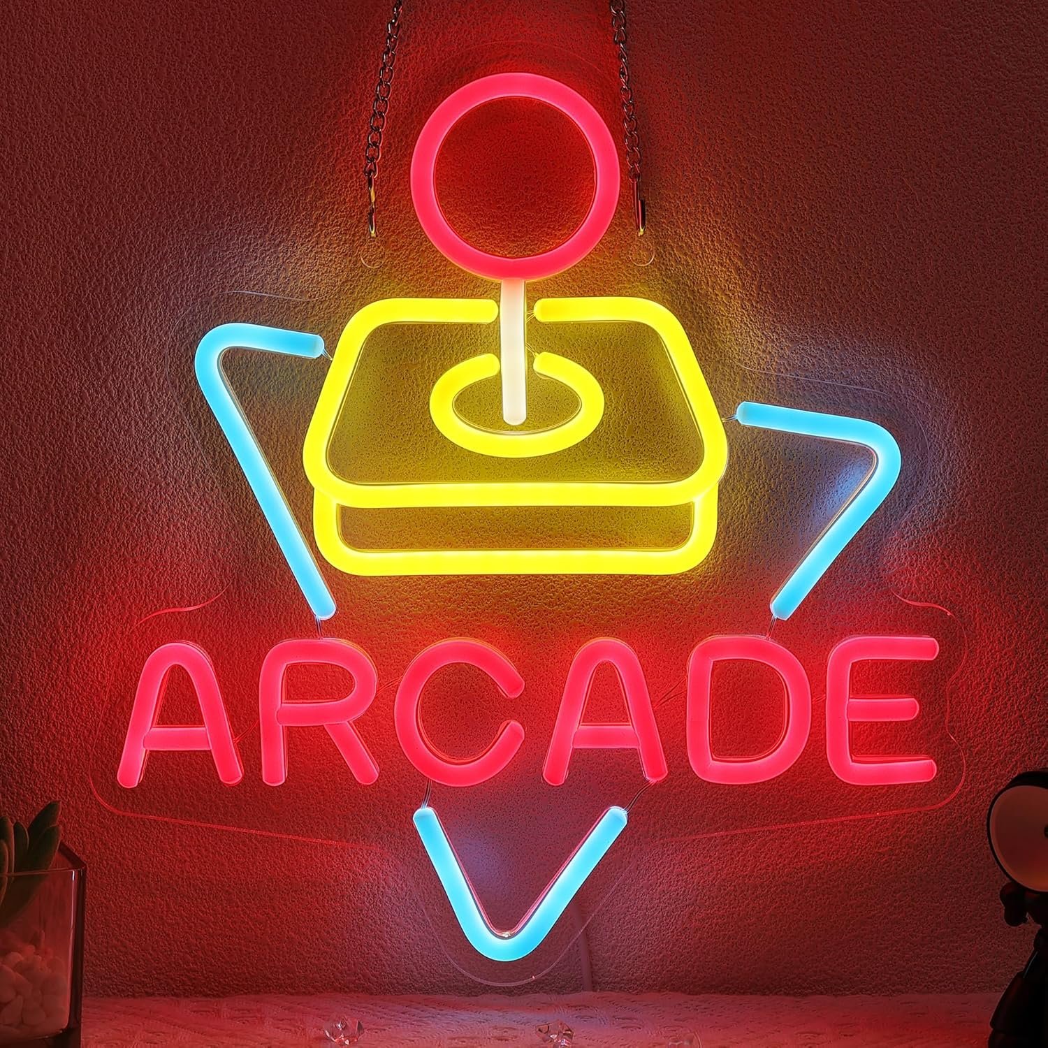 Arcade Neon Signs for Wall Decor, Gaming Gamer Neon Lights for Bedroom, Neon Business Signs Suitable for Man Cave Bar Pub Restaurant Christmas Gift Art – 5V USB Power with Hanging Chain Hooks