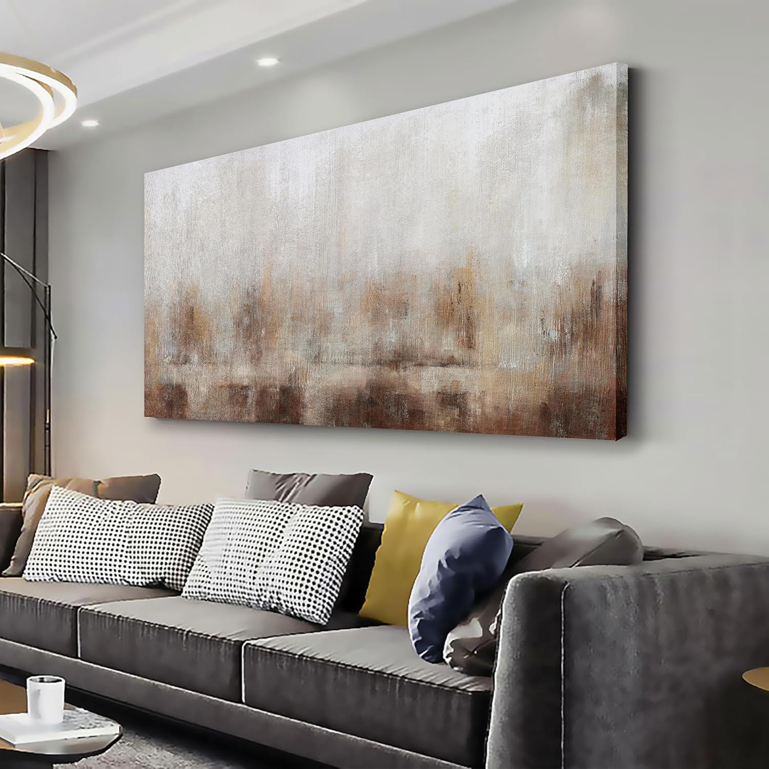Abstract Wall Art Home Decor Wall Brown Canvas Print Wall Art Framed Modern Abstract Artwork for Living Room Bedroom Dining Room Home Office Decor 20″x40″