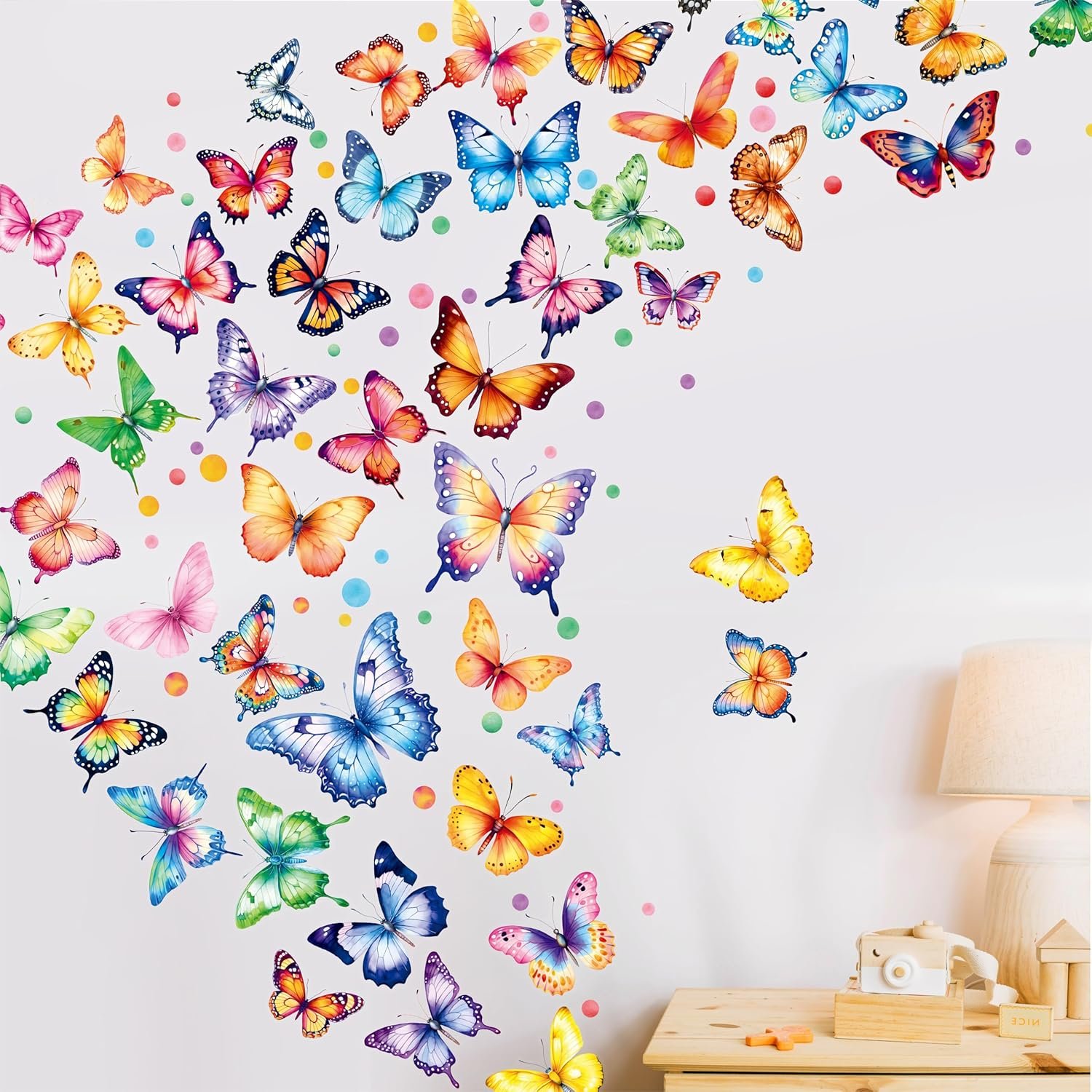 230+ PCS Large Butterfly Wall Decals, Self-Adhesive Vinyl Butterfly & Dot Stickers Unique Design Safe for Wall, Window, Door, Room Decor