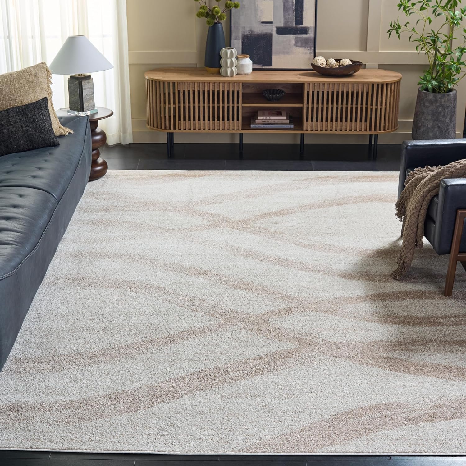 SAFAVIEH Area Rug 8×10 – Adirondack Collection – Large – Modern Design, Beige & Taupe, Non-Shedding & Easy Cleaning, Ideal for Living Room, Bedroom, Dining Space (ADR125E)