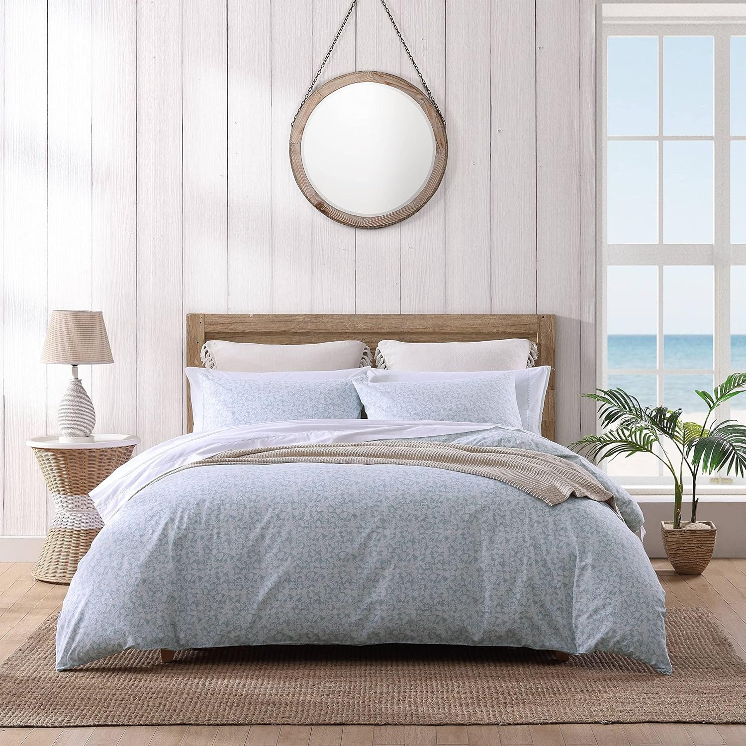 Tommy Bahama- King Duvet Cover Set, Reversible Cotton Bedding Set with Matching Shams, Coastal Home Décor (Koya Bay Blue, King)