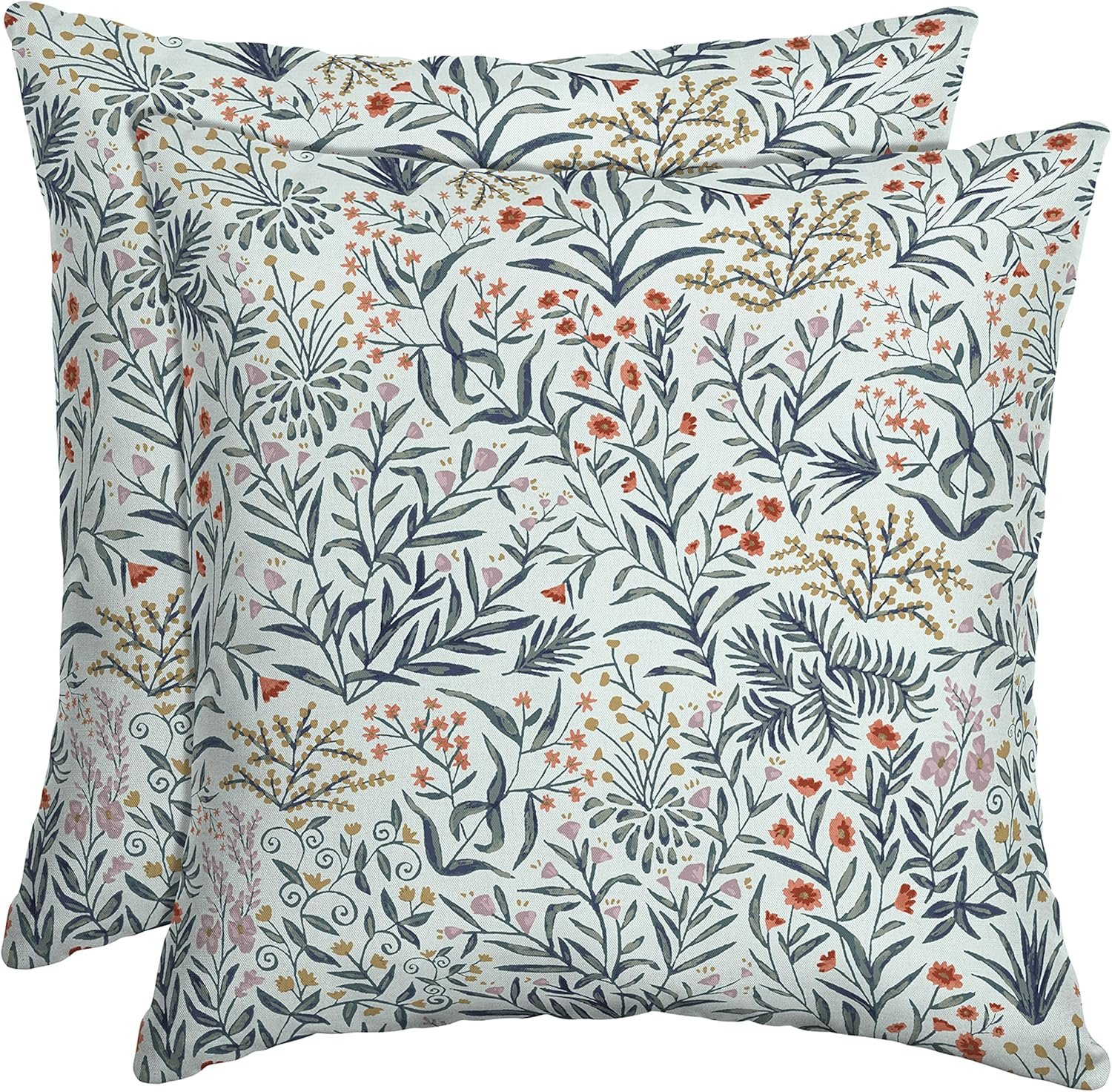 Arden Outdoor Toss Pillow, 2 Pack, 16 x 16, Rain-Proof, Fade Resistant Pistachio Botanical