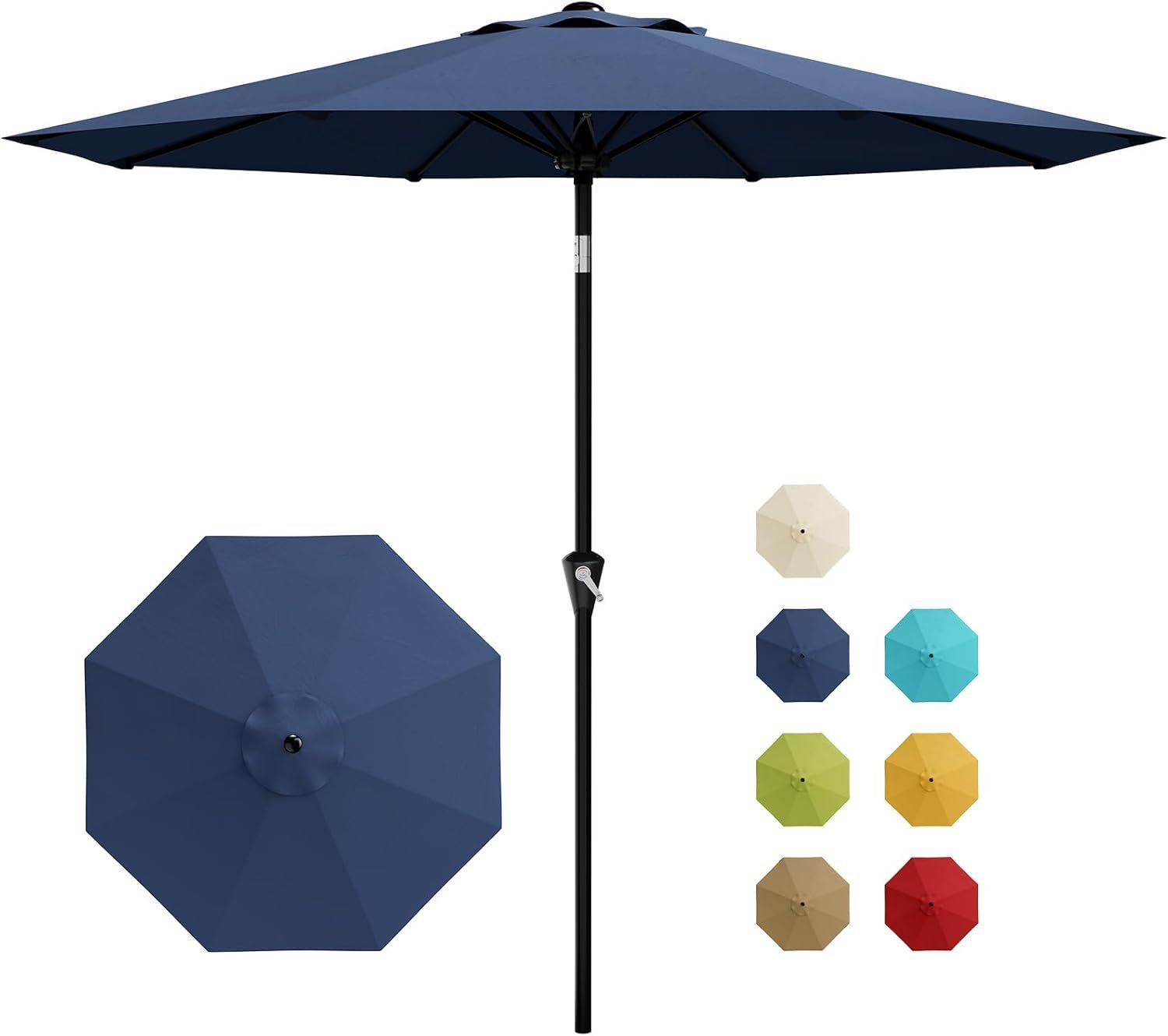 Garvee 9FT Patio Umbrella – Outdoor Table Umbrella with Smooth Crank Lift, Push Button Tilt and 8 Sturdy Ribs – Market Umbrella UV Protection Waterproof for Pool, Deck, Yard, Garden