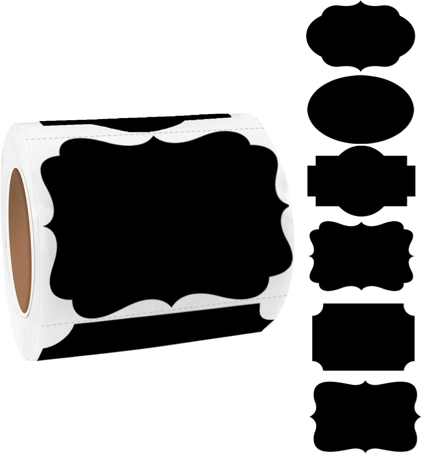 Black Labels Stickers, 250 PCS 3″ x 2″ Fancy Shape Sticker for Storage Box or Food Jars Holiday Present Christmas Gift Tags