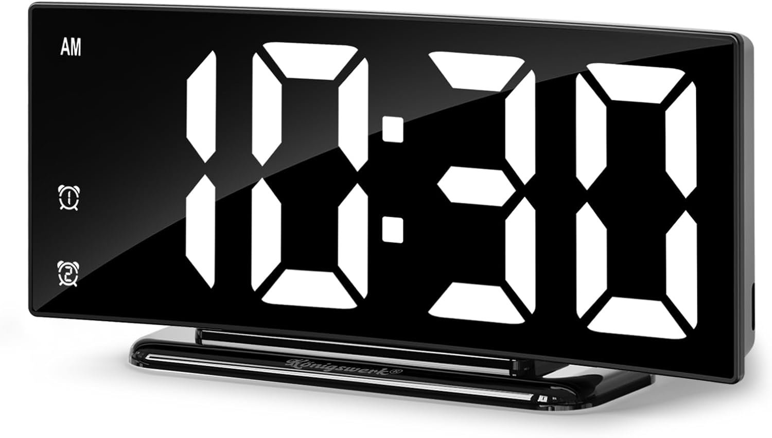 LED Digital Alarm Clock for Bedroom, Plug in Clocks with Dual Alarm/Snooze/Temperature Waterproof 3 Brightness Level, Big Numbers Display and Battery Backup for Desk, Table, Office, Black