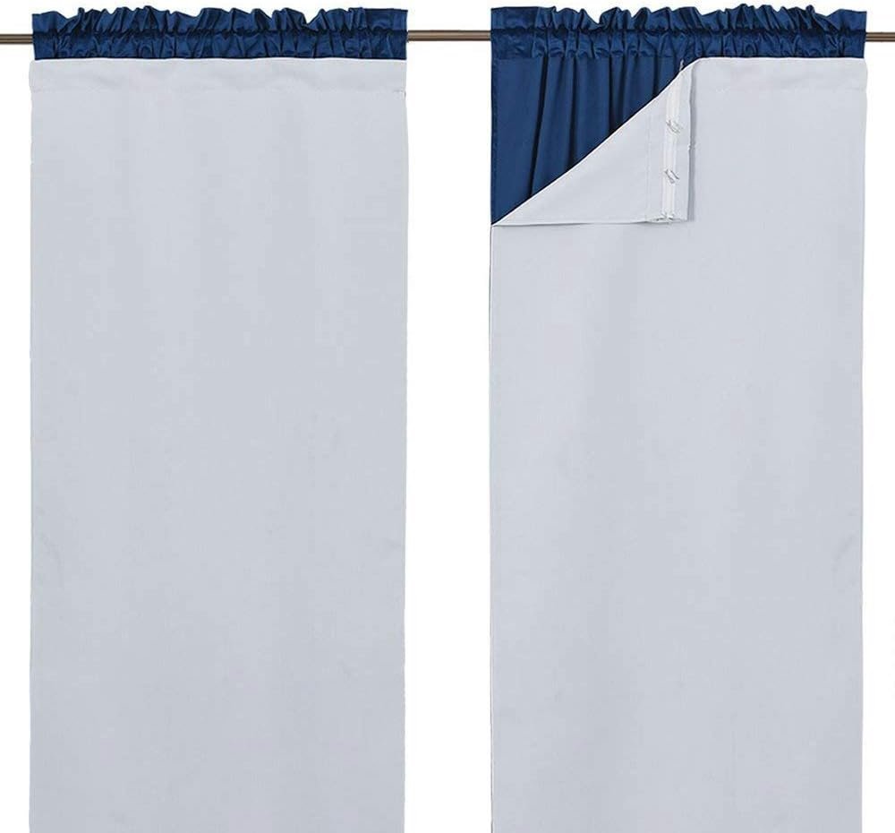 NICETOWN White Blackout Curtain Liners for Window – Noise Reducing Light Blocking Liner for 84 inch Curtains (Set of 2, Each is 27″ x 80″, Hooks Included, Greyish White)