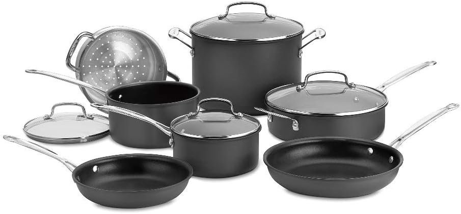 Cuisinart 11-Piece Cookware Set, Black, Chef’s Classic Nonstick Hard Anodized, 66-11