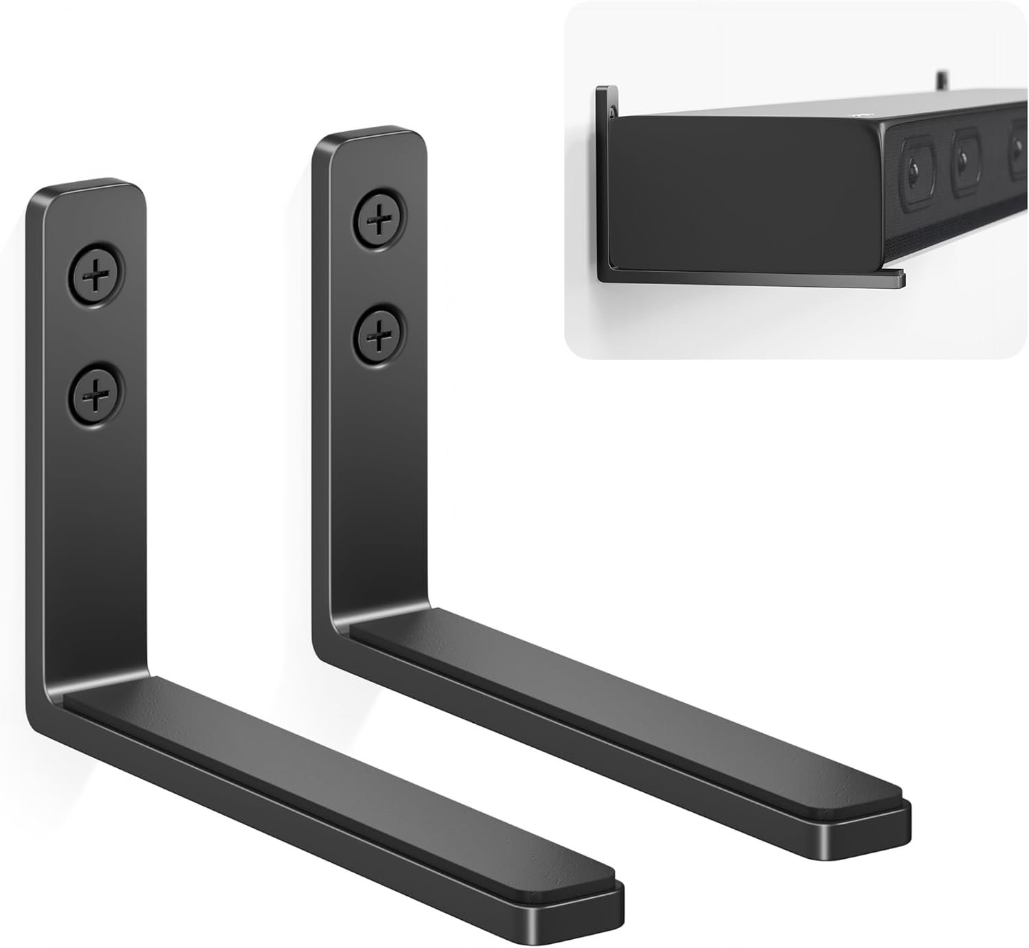 songsoso Soundbar Mounts Under TV for Bose, Sony, Saiyin, VIZIO, LG, Samsung, Roku – Dolby Atmos Compatible Soundbar Wall Mount Bracket, Sound Bar Shelf, Soundbar Stand Under TV Up to 20LB