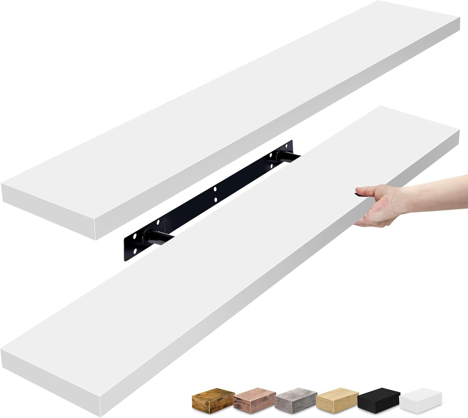 Sorbus Floating Shelves for Wall – 35 Inch Long Bathroom Shelves, Wall Decor for Bedroom, Kitchen, Living Room & Book Storage – Mounted Floating Shelf with Invisible Brackets (White, 2 Pack) | Long Wall Shelves