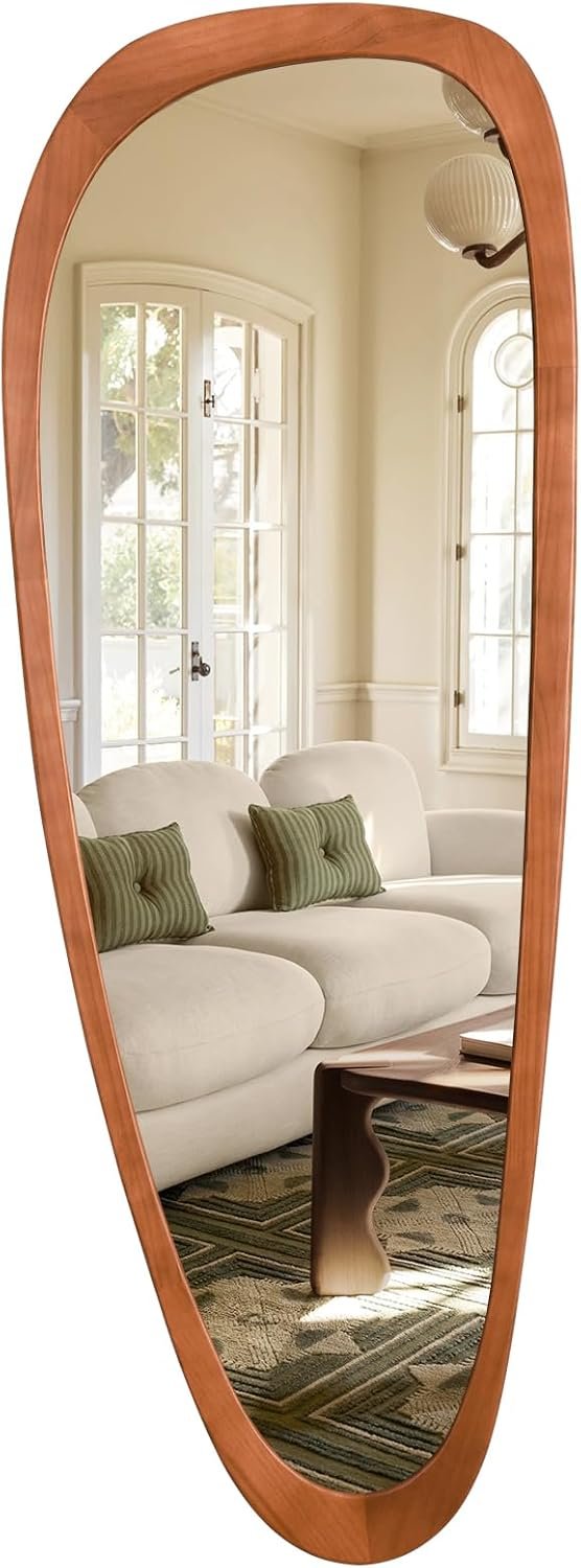 WallBeyond Asymmetrical Mirror, Irregular Mirror Full Length, Boho Wall Mirrors Decorative for Bedroom Living Room Entryway Hall, Mid Century Modern Decor 60″ H x 22″ W
