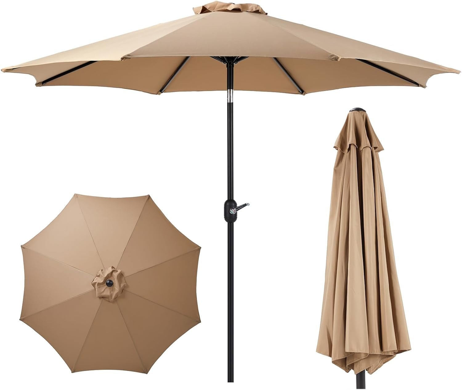 OLIXIS 9FT Patio Umbrella Outdoor, Patio Table Umbrella 9 Feet Sun Shade for Pool, Beach, Outside Umbrellas with Tilt and Crank Button & Sturdy Ribs Waterproof for Deck, Terrace and Restaurant