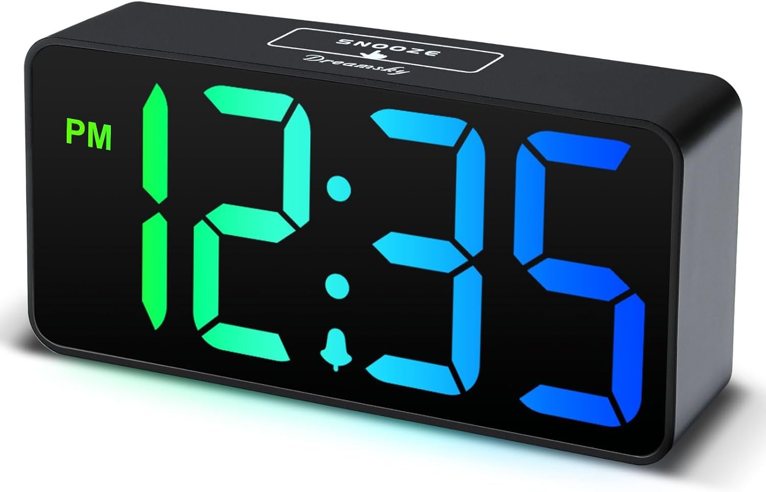 DreamSky Small Digital Alarm Clocks for Bedrooms – RGB Electric Alarm Clock for Kids Bedside Nightstand, Desk Clock with Large Numbers, Dimmer, Adjustable Alarm Volume, USB Port, USB-C Adapter Powered
