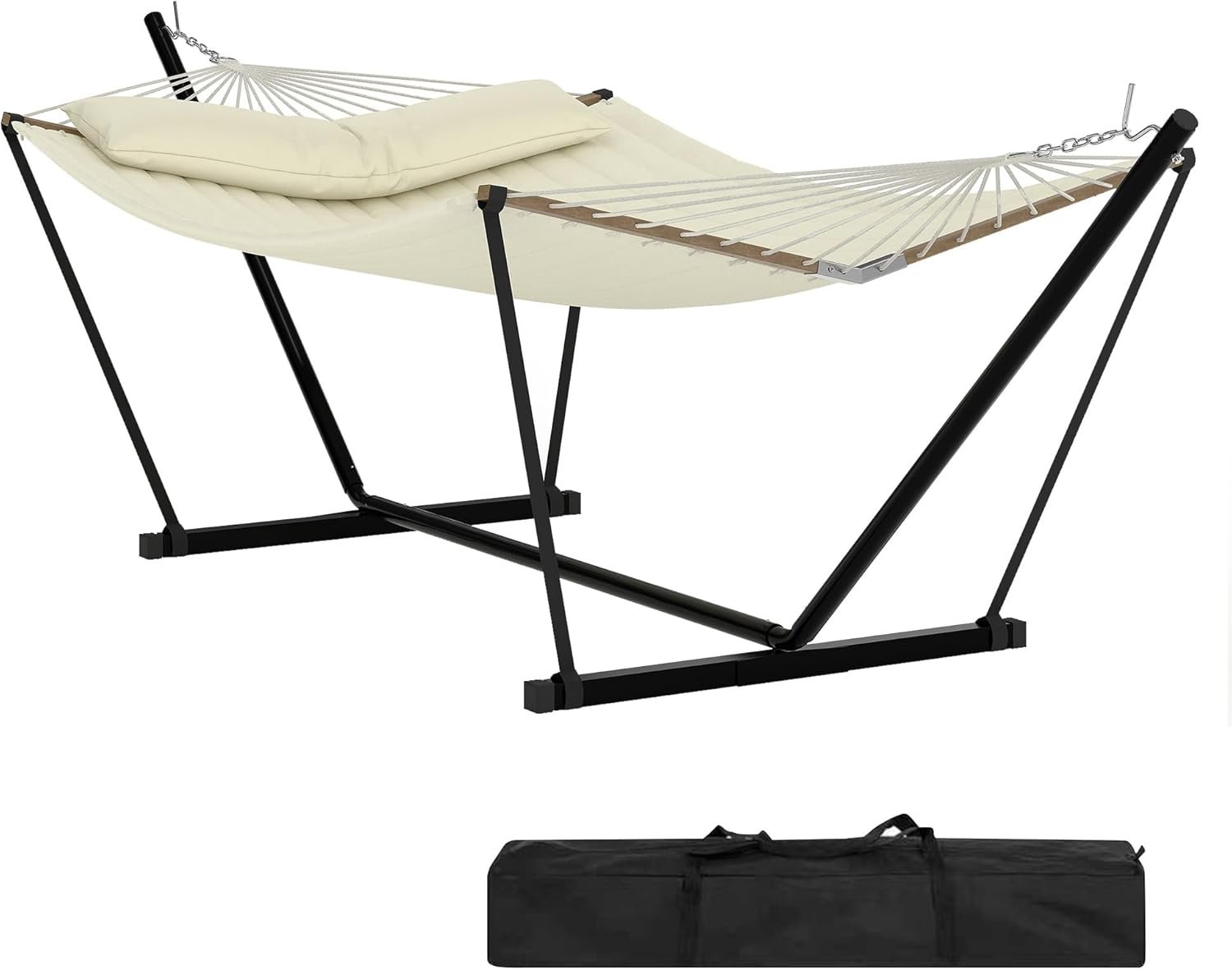Garvee 2 Person Outdoor Hammock with Stand, Heavy Duty Portable Double Hammock with Balance Rope, MAX 450 LBS Capacity for Patio, Backyard, Garden, Beach