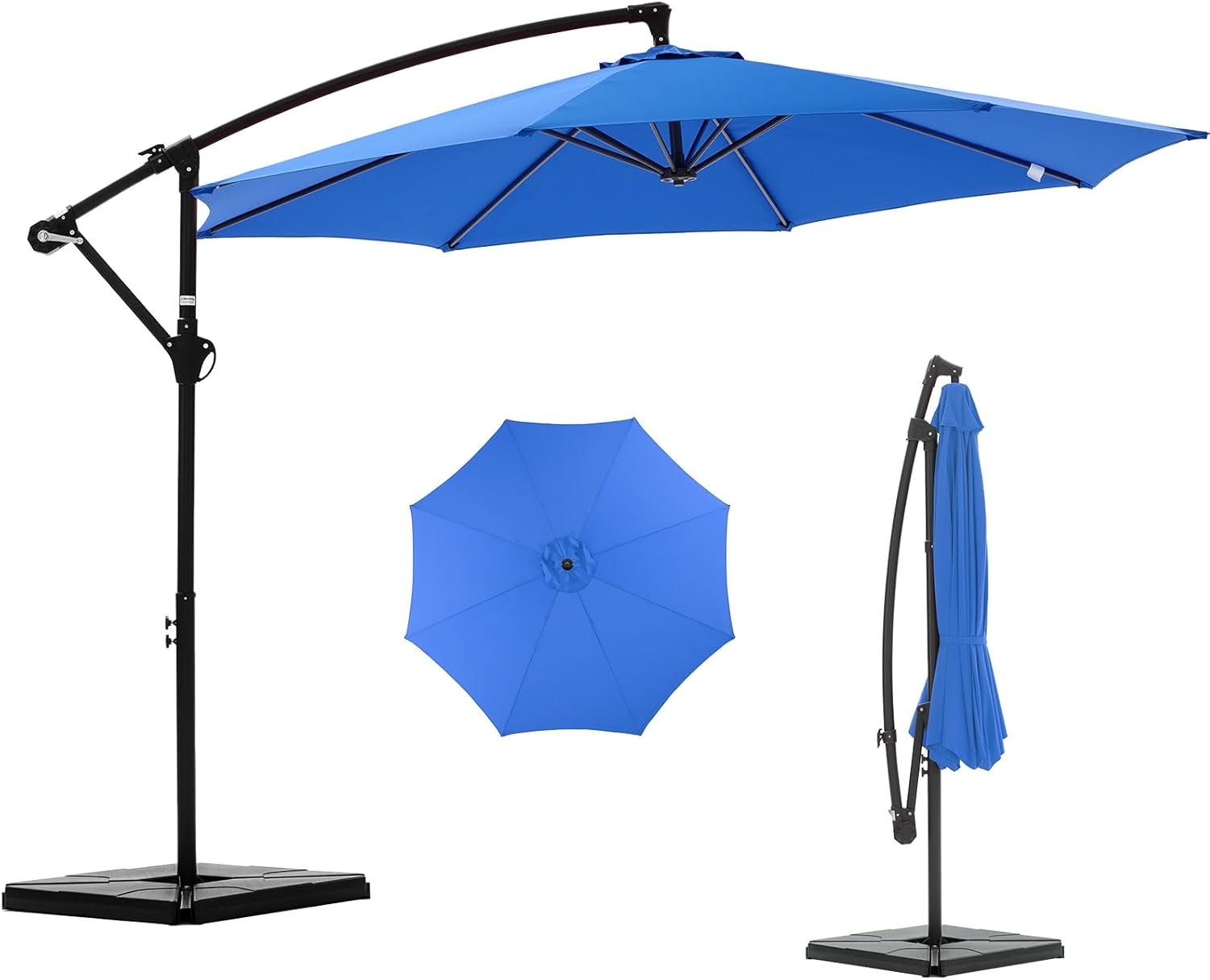 NEWBULIG 10FT Patio Umbrella, Offset Cantilever Outdoor Patio Table Umbrella, UV Protection, Fade Resistant Fabric, Easy Tilt Adjustment for Deck, Pool, Backyard, Garden