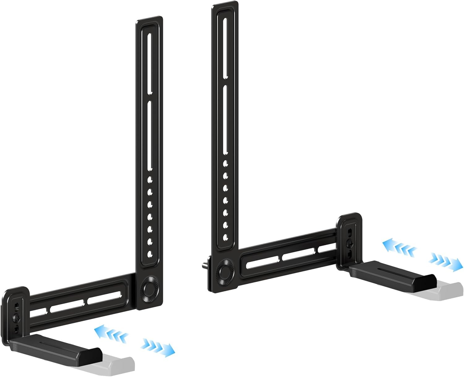 C YECEN Sound Bar Mounts Under TV or Above TV, Height & Depth Adjustable Soundbar Mount，with Detachable Extension Arms and L-Brackets