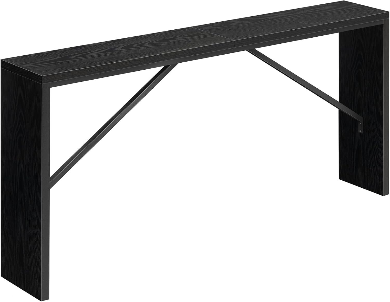 MAHANCRIS Console Table, 62.2″ Long Sofa Table Behind Couch, Narrow Entryway Table, Farmhouse Dining Table with Angled Metal Frame, Industrial Console Table for Entryway, Black CTHB15801