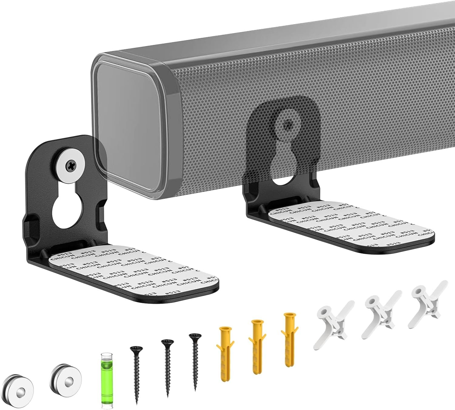Soundbar Wall Mounts for Ultra Slim Soundbars Up to 3.5″ Deep, Under TV Sound Bar Mounts for Samsung, Sony, LG, Vizio, Bose, Roku&More, Space-Saving Floating Design, Low-Profile Bracket Up to 10Lbs