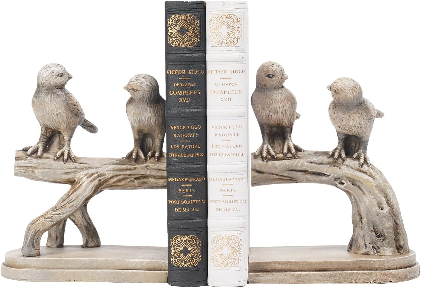 Decorative-Bookends Birds Book-Ends Heavy Duty – Unique Book Ends to Hold Books Heavy Duty Antique Book Stoppers for Shelf Office Desk Books Stand Organizer 2.3 LBS 4.75 * 4 * 6 in Newman House Studio