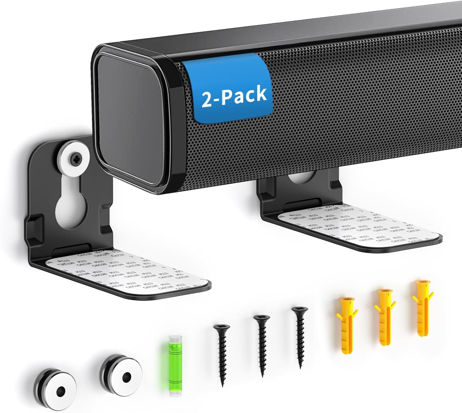 notiela 2 Pack Universal Soundbar Mount Shelf Sound Bar Mounts for Samsung, Sony, LG, Vizio, Bose, Onn and More Soundbar Wall Mount – Sound Bar Mount Under TV