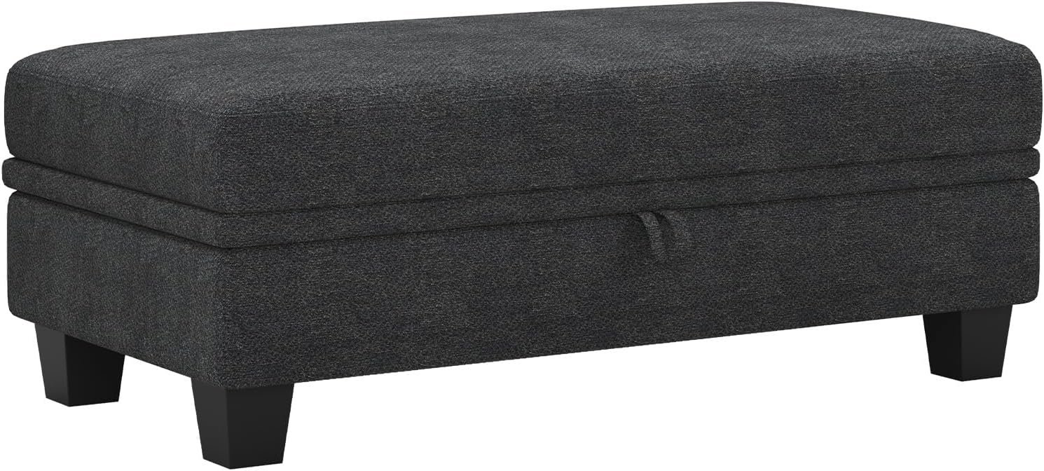Belffin 45.9″ Storage Ottoman Bench Oversized Ottoman for Footrest Upholstered Entryway Bench with Seating for Bedroom, Living Room. Dark Grey