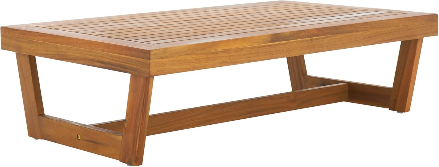 SAFAVIEH Outdoor – Lynn Coffee Table – Natural – Solid Wood – Modern Slatted Design – Ideal for Patio, Deck, Porch, Backyard, 39.4″ W x 24.4″ D x 11.2″ H (PAT7330A)