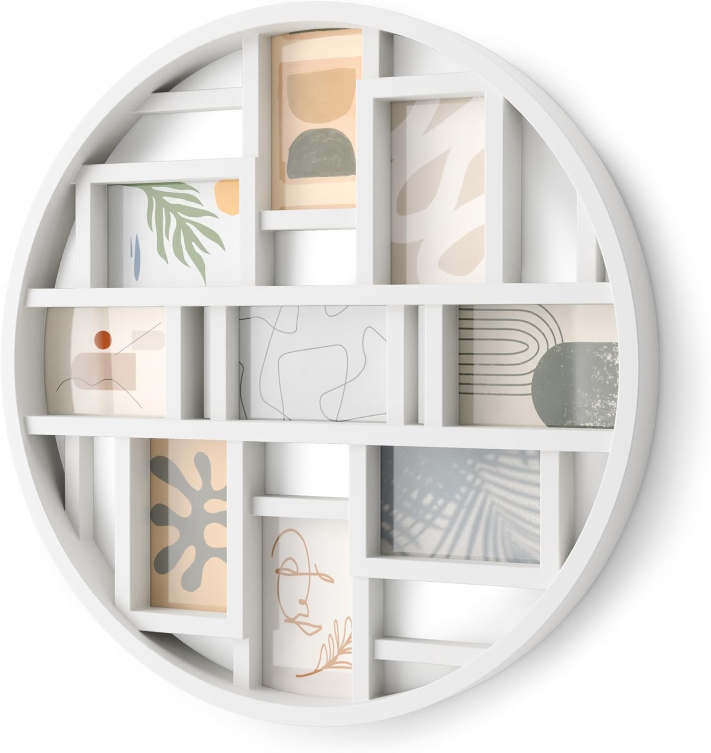 Umbra Luna Collage Picture Frame Holds Nine 4×6 Photos, Large 22-Inch Diameter, White