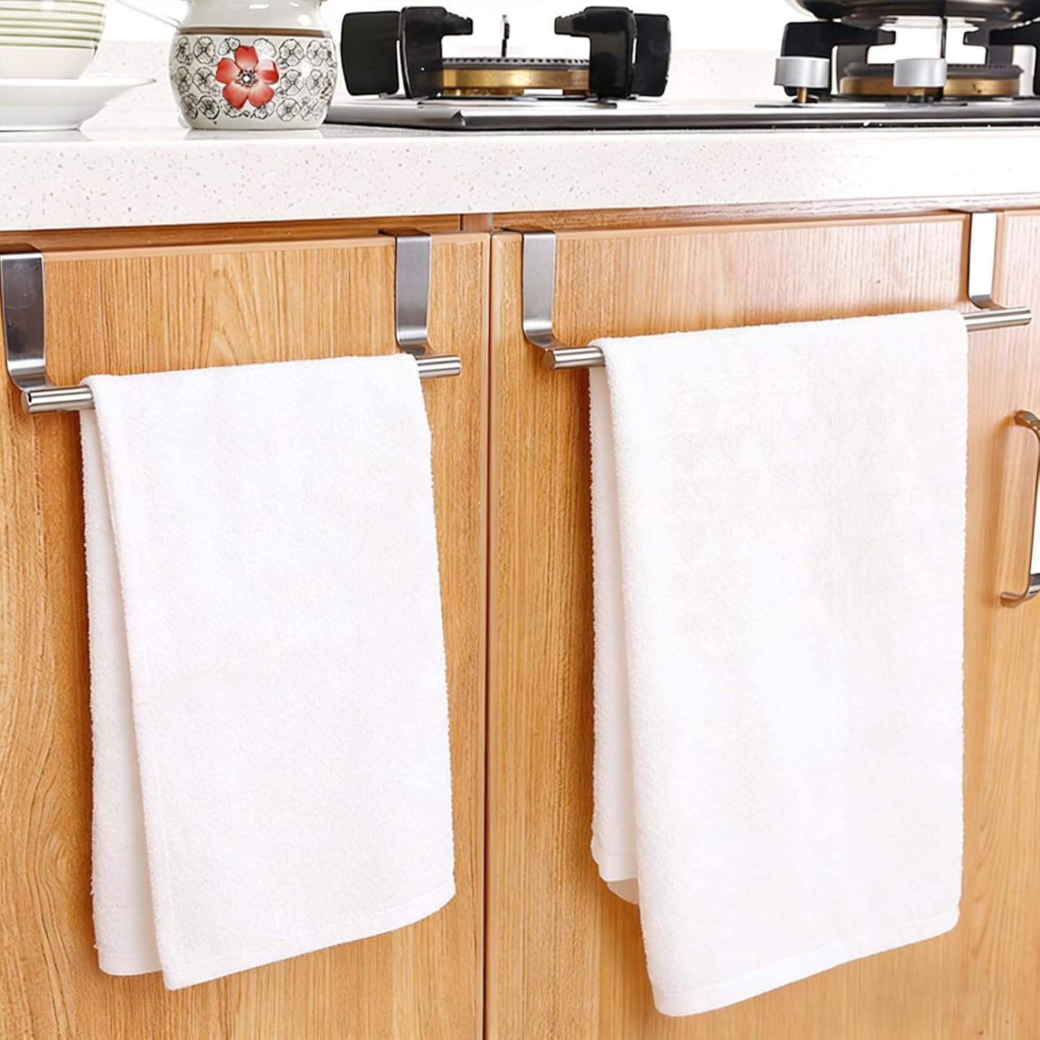 Stainless Steel Towel Organizer – Cabinet Door Mounted Towel Holder, Space Saving Hanging Rack for Dish Towels, Ideal for Kitchen Bathroom Laundry Room (2)