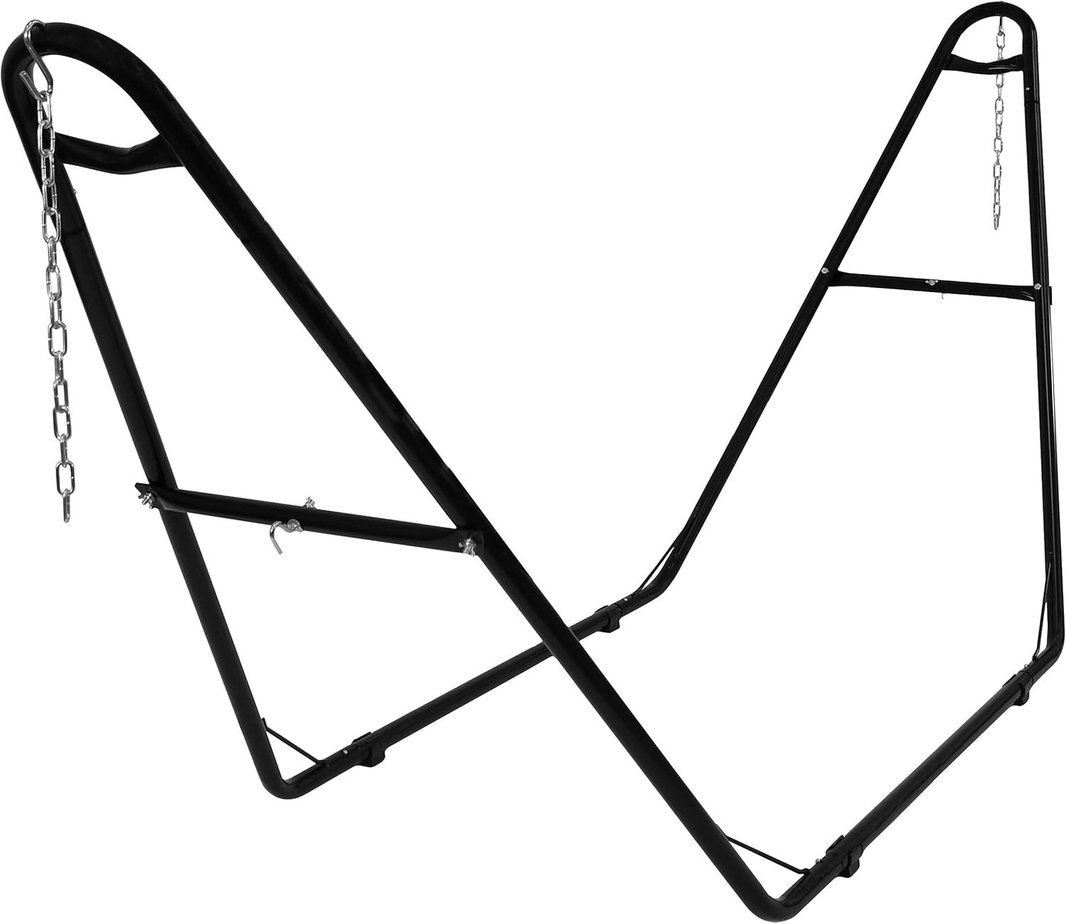 Sunnydaze Universal Double Hammock Stand Only – 550-Pound Capacity – Heavy-Duty Hammock Stand for Outside – Fits 9 to 14 Foot Hammocks – Black