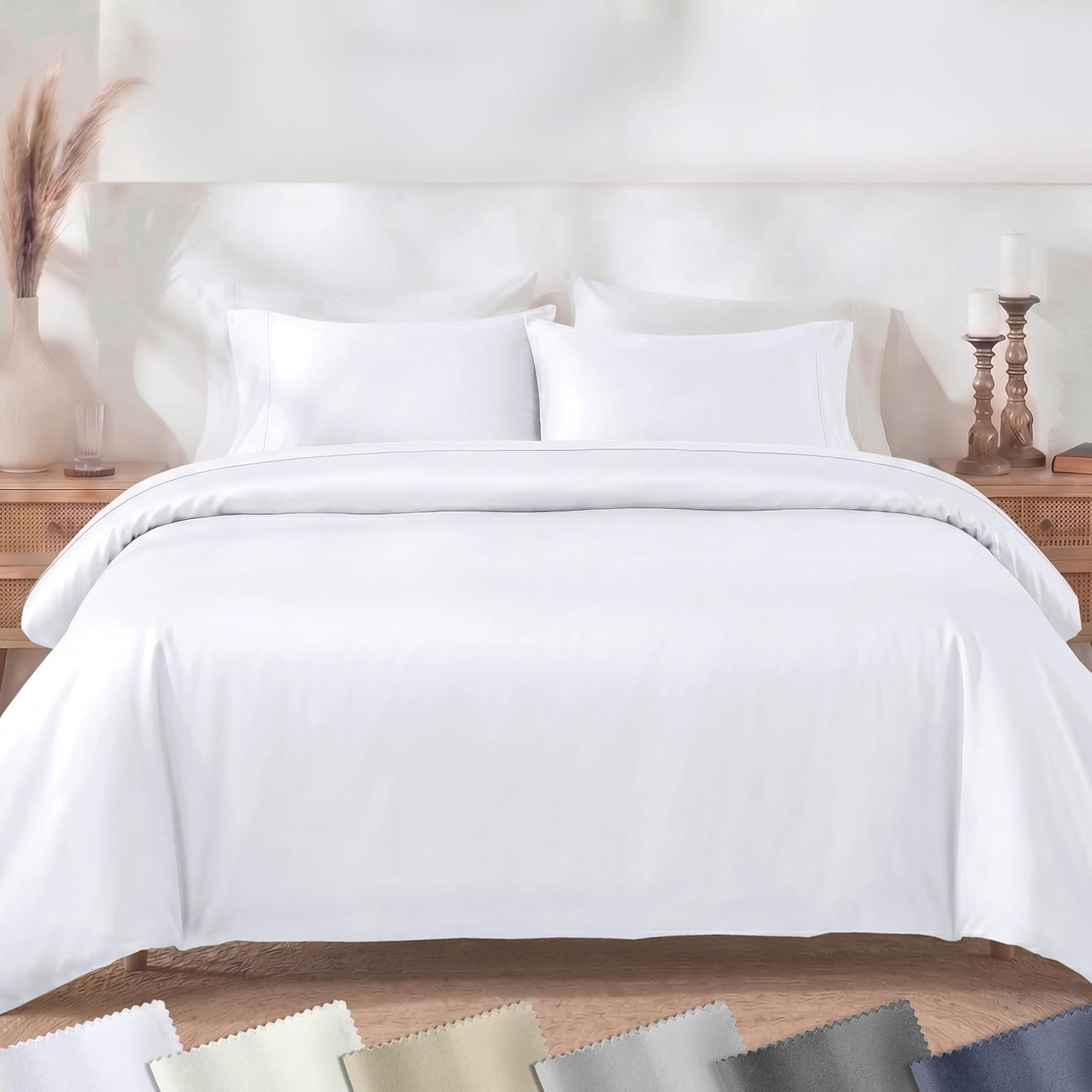 California Design Den 2 Pc Twin XL/Twin Duvet Cover Set – Winner Good Housekeeping Best Bedding Awards 2025, 400 Thread Count Sateen, 100% Cotton Duvet Covers, Button Closure, Corner Ties – White