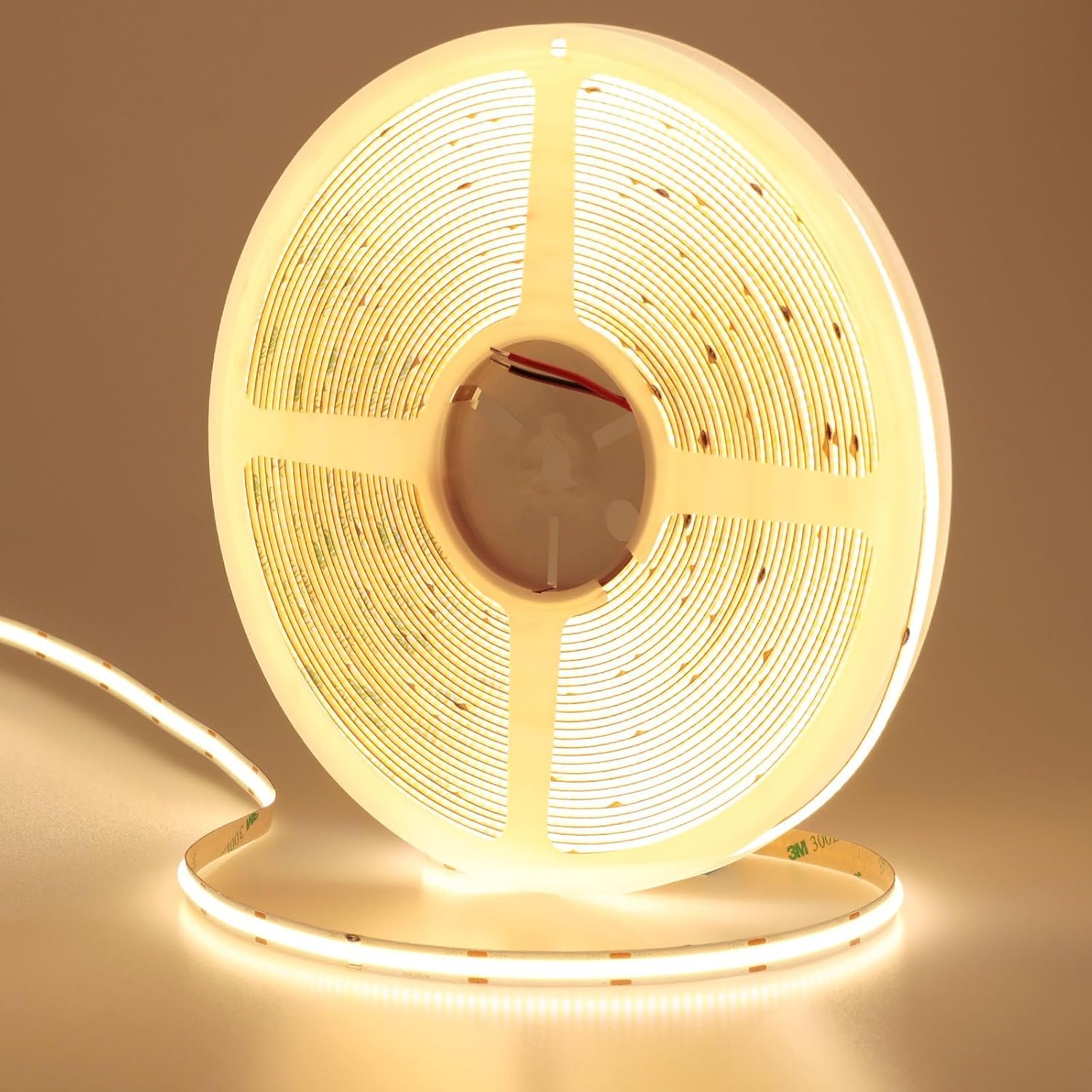49.2ft/15M DC 24V COB LED Strip Light Warm White 3000K 5760LEDs CRI 93+ 11000lm Uniform Glow IP20 Not Waterproof Flexible LED Tape Lights for DIY Cabinet Bedroom Home Decor(No Power Supply)
