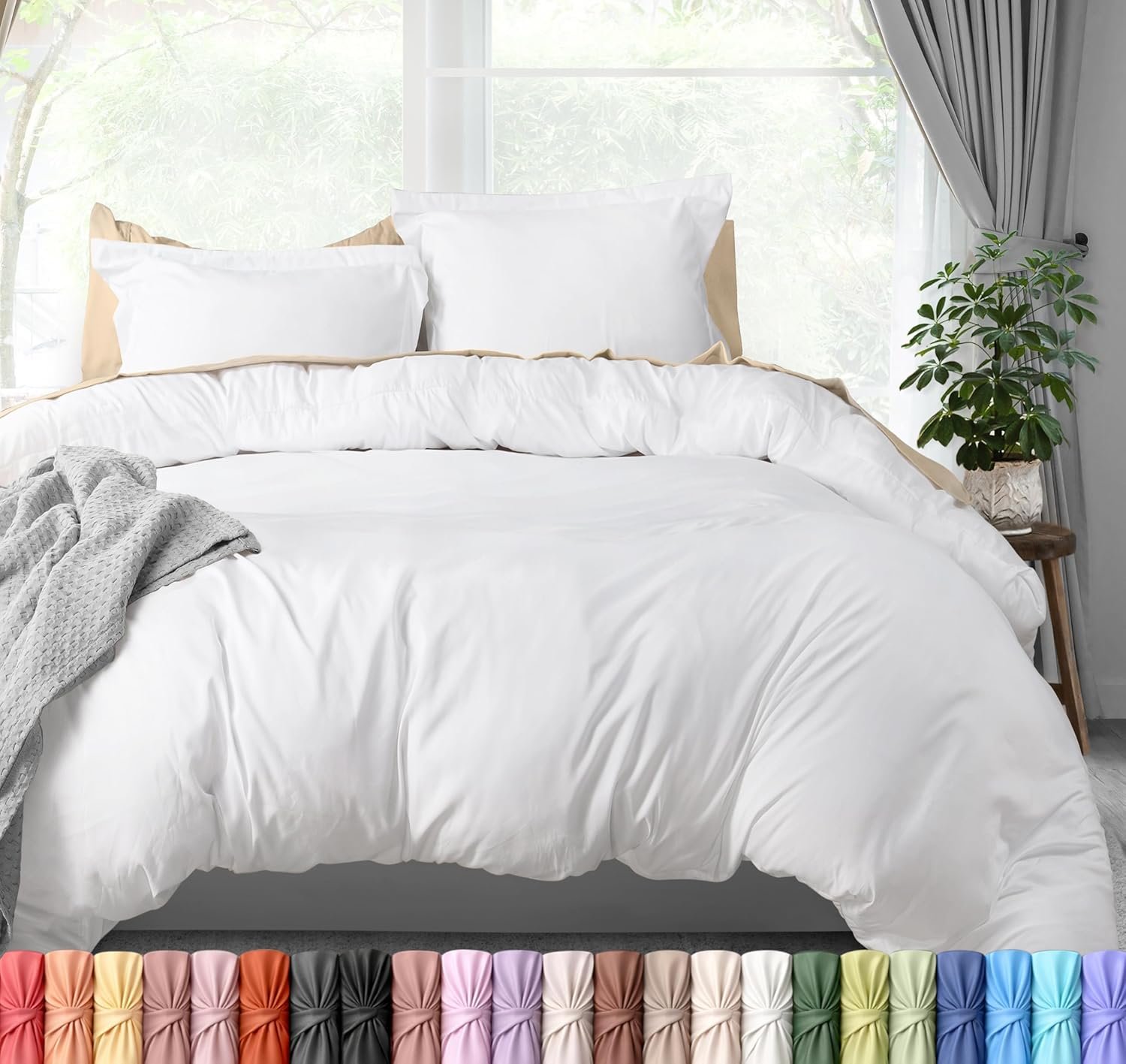 Utopia Bedding Duvet Cover Queen Size – 3 Piece with Zipper Closure – 1 Comforter Cover 90X90 Inches & 2 Pillow Shams 20X26 Inches (White) Comforter Not Included