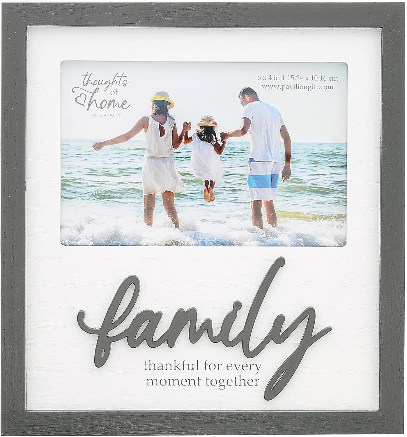 Pavilion Gift Company Frame-Family…Thankful for Every Moment-Holds 4×6, White, Gray