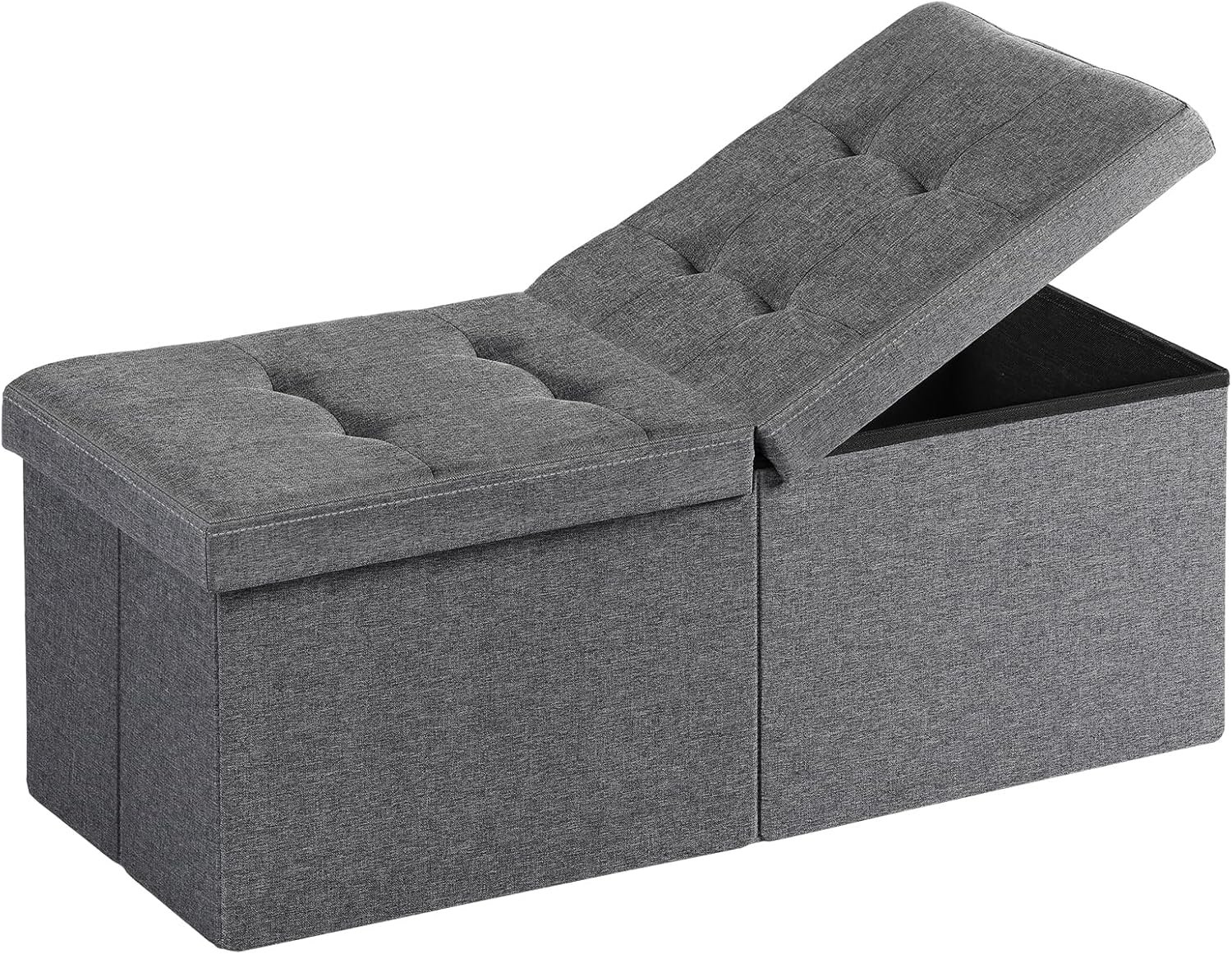 30.5-INCH Storage Ottoman Bench, Footrest with Storage, End of Bed Bench Coffee Table for Living Room, Bedroom, Entryway, Dark Gray