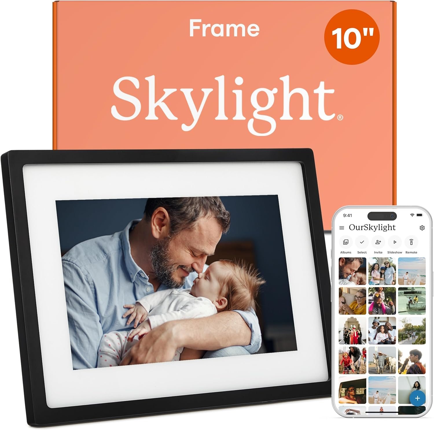 Skylight Frame – WiFi Digital Picture Frame Customer Support, Touch Screen Digital Photo Frame with Easy Setup, Photo Gifts for Parents and Grandparents – 10 Inch Black