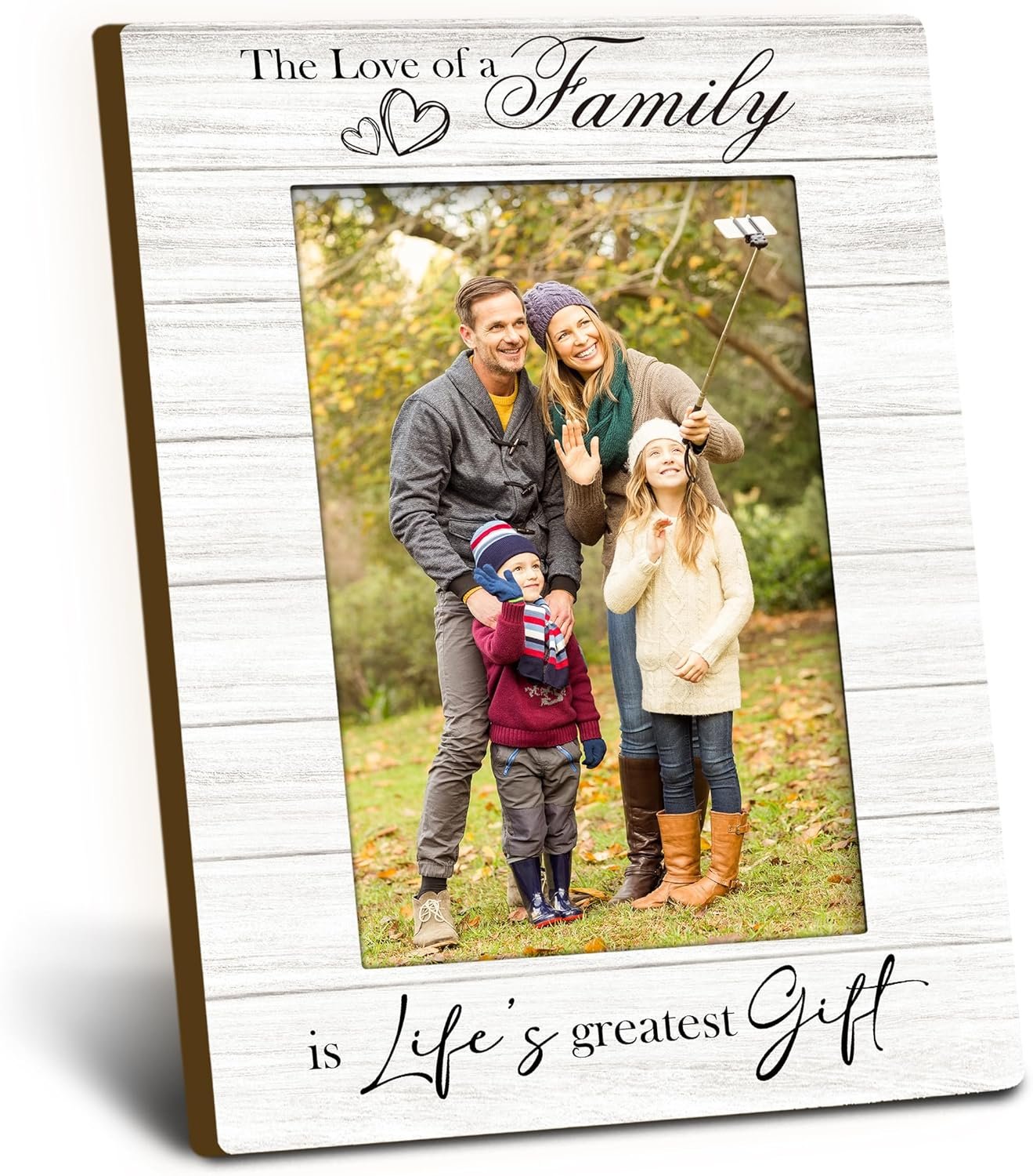 Family 4×6 Picture Frame, Families Gifts for Mom Dad Mothers Fathers Day Wooden Picture Frame, The Love of a Family is Life’s Greatest Gift Decorative Photo Frames for Table Desk Decor
